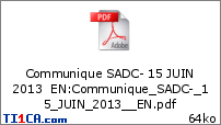 Communique SADC- 15 JUIN 2013  EN
