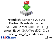 Mitsubishi Lancer EVO6 A8 Kazhol : Mitsubishi Lancer EVO6 A8 Kazhol-MITSUBISHI_Lancer_Evo6_Gr.A-Model3D_C-Lancer_Evo_VI_shaders.ini