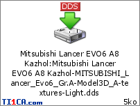 Mitsubishi Lancer EVO6 A8 Kazhol : Mitsubishi Lancer EVO6 A8 Kazhol-MITSUBISHI_Lancer_Evo6_Gr.A-Model3D_A-textures-Light.dds