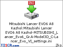 Mitsubishi Lancer EVO6 A8 Kazhol : Mitsubishi Lancer EVO6 A8 Kazhol-MITSUBISHI_Lancer_Evo6_Gr.A-Model3D_C-Lancer_Evo_VI_settings.ini