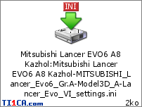 Mitsubishi Lancer EVO6 A8 Kazhol : Mitsubishi Lancer EVO6 A8 Kazhol-MITSUBISHI_Lancer_Evo6_Gr.A-Model3D_A-Lancer_Evo_VI_settings.ini